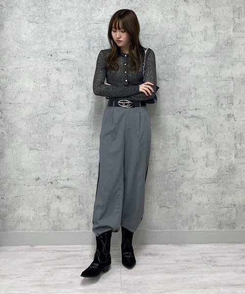 EPIMI E'PIMMY（エピミエピミー）の「透かし編みコンパクトクルーカーディガン（カーディガン/ボレロ・レディース・ベージュ/ミント/ピンクベージュ/ブラック・MEDIUM）」の18枚目の写真