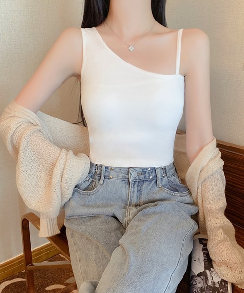 SAISON DE PAPILLON（セゾンドパピヨン）の「ワンショルダーストレッチ抜群タンクトップ（その他アンダーウェア/インナー・レディース・チャコール/ホワイト/ブラック/ベージュ・フリー）」の9枚目の写真