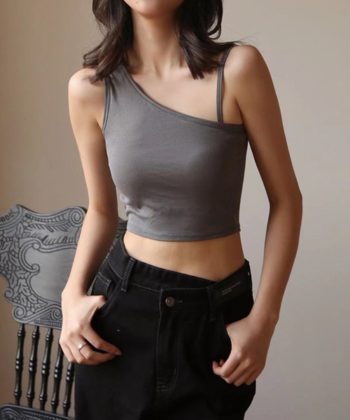 SAISON DE PAPILLON（セゾンドパピヨン）の「ワンショルダーストレッチ抜群タンクトップ（その他アンダーウェア/インナー・レディース・チャコール/ホワイト/ブラック/ベージュ・フリー）」の8枚目の写真
