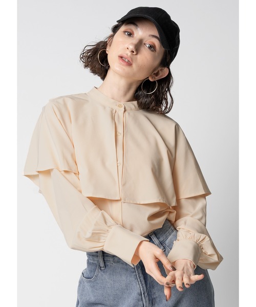 Adoon plain（アドーンプレーン）の「ケープブラウス（シャツ/ブラウス・レディース・ホワイト/ライトイエロー/ブルー/ブラック・FREE）」の11枚目の写真