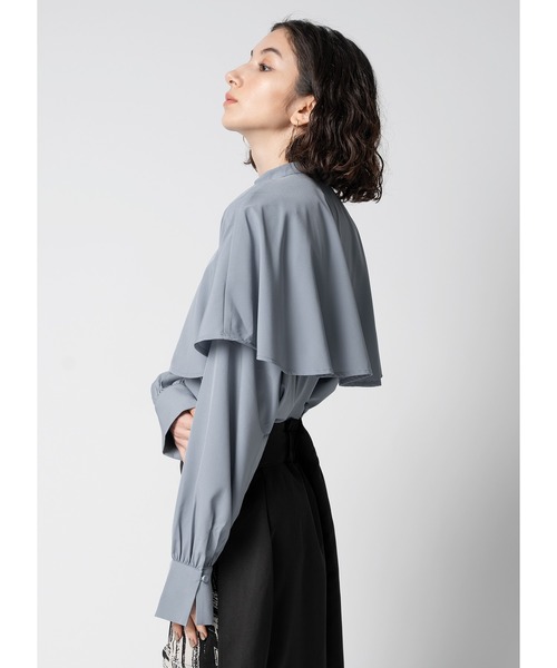 Adoon plain（アドーンプレーン）の「ケープブラウス（シャツ/ブラウス・レディース・ホワイト/ライトイエロー/ブルー/ブラック・FREE）」の15枚目の写真