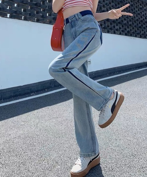 入手困難 アナログ フェイクデニムグラベルパンツ 未使用タグ付き セール】色落ちデザインデニムパンツ（デニムパンツ）｜DIAVEL