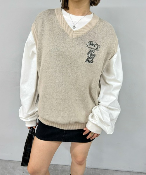 WHO'S WHO gallery(フーズフーギャラリー)の「COOPER FACTスニーカーニットベスト(ベスト・レディース・ブラック/ネイビー/ライトグレー/ベージュ・FREE)」の5枚目の写真