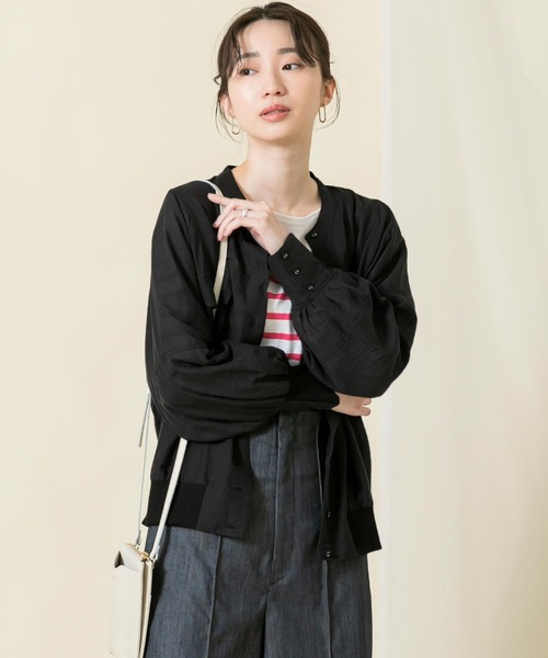 Gready Brilliant（グレディブリリアン）の「シアーミリタリーブルゾン（ミリタリージャケット・レディース・ブラック/オフホワイト・FREE）」の4枚目の写真