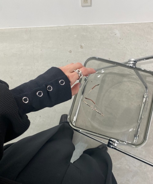 ISOOK（アイスー）の「レイヤードデザインワッフルトップス(kiharu original) / サーマル レイヤード オーバーサイズ プルオーバー ロンT 秋服 秋トップス（Tシャツ/カットソー・レディース・アイボリー/ブラック/モカ・FREE）」の18枚目の写真