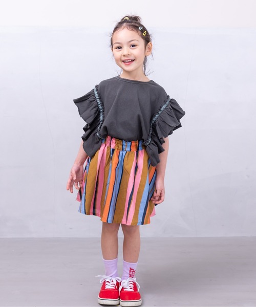 BIG FIELD（ビッグフィールド）の「ピグメントフリルTシャツ(90～150cm)（Tシャツ/カットソー・キッズ・チャコール/ラベンダー/ライトグリーン・90/100/110/130/140/150/120）」の9枚目の写真