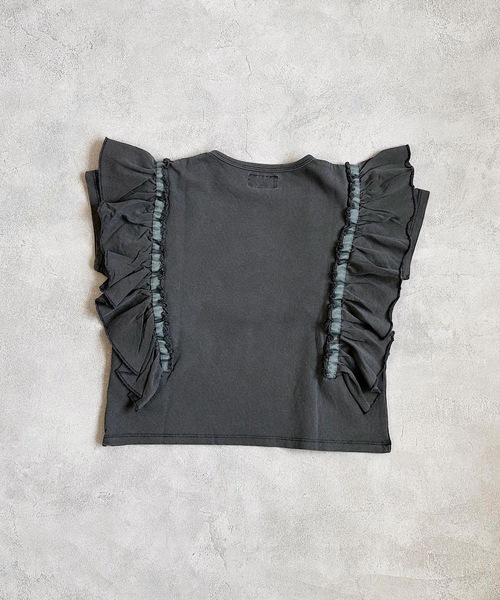 BIG FIELD（ビッグフィールド）の「ピグメントフリルTシャツ(90～150cm)（Tシャツ/カットソー・キッズ・チャコール/ラベンダー/ライトグリーン・90/100/110/130/140/150/120）」の4枚目の写真