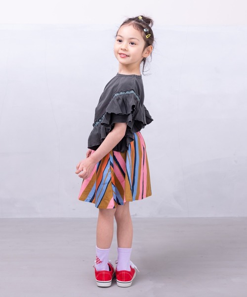 BIG FIELD（ビッグフィールド）の「ピグメントフリルTシャツ(90～150cm)（Tシャツ/カットソー・キッズ・チャコール/ラベンダー/ライトグリーン・90/100/110/130/140/150/120）」の11枚目の写真