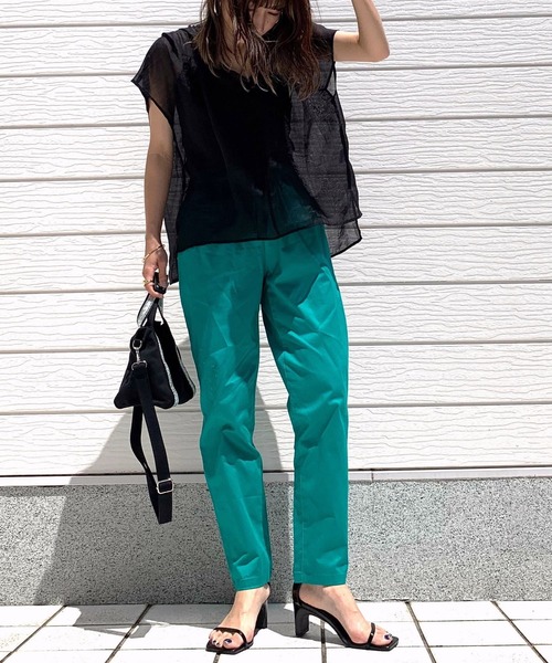 Q（キュー）の「シアーローンスキッパーシャツ（シャツ/ブラウス・レディース・ブラック/グレイッシュベージュ/パープル・MEDIUM）」の12枚目の写真