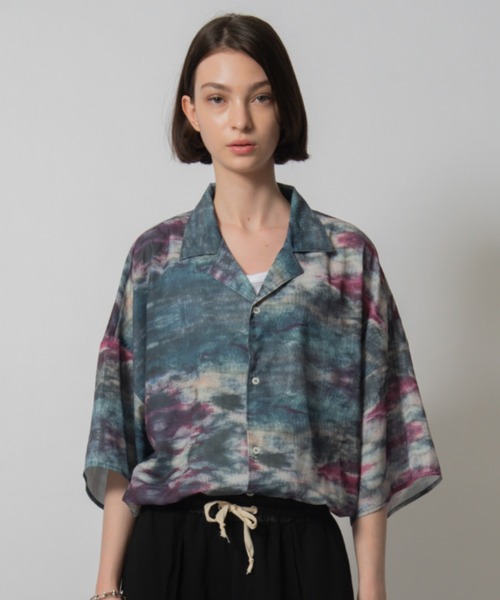 D.TT.K(ディティーティーケー)の「【ユニセックスアイテム】ORIGINAL PRINT SHIRTS ビッグシルエット オリジナル総柄 開襟シャツ オーバーサイズ(シャツ/ブラウス・メンズ・ブラック×ブルー/ホワイト×ブラック/グリーン×ピンク/ブラック・SMALL/LARGE/MEDIUM)」の20枚目の写真