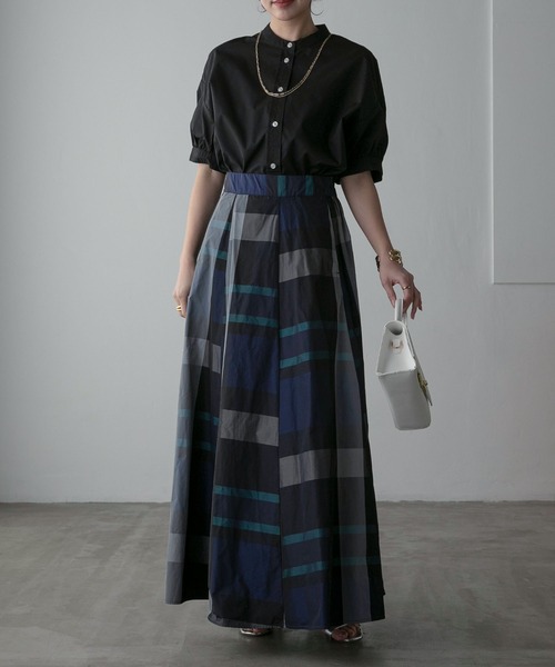 Anss.me（アンスミー）の「【Anss.me】チェックタフタボリュームマキシスカート（スカート・レディース・ブラック/ホワイト/ネイビー・FREE）」の22枚目の写真