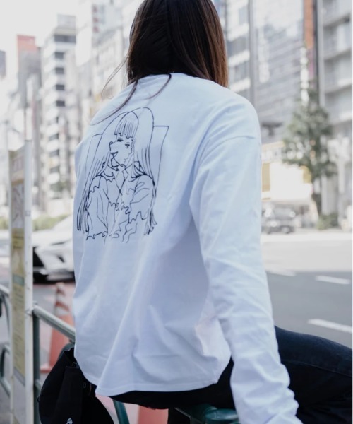 L.H.P（エルエイチピー）の「gibous/ギボス/コラボ ロングスリーブTシャツ/ロンT（Tシャツ/カットソー・レディース・ブラック/ホワイト・L/M）」の3枚目の写真