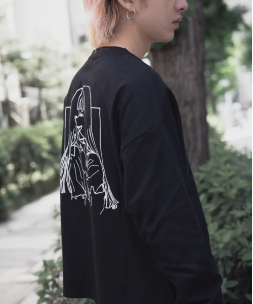 L.H.P（エルエイチピー）の「gibous/ギボス/コラボ ロングスリーブTシャツ/ロンT（Tシャツ/カットソー・レディース・ブラック/ホワイト・L/M）」の9枚目の写真