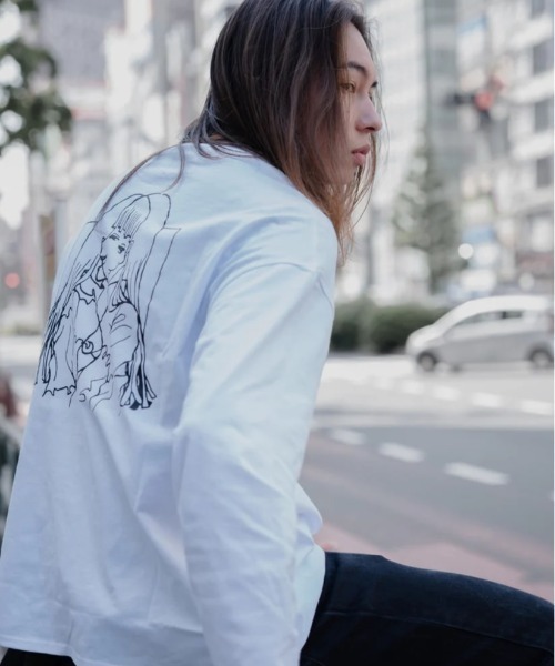 L.H.P（エルエイチピー）の「gibous/ギボス/コラボ ロングスリーブTシャツ/ロンT（Tシャツ/カットソー・レディース・ブラック/ホワイト・L/M）」の6枚目の写真