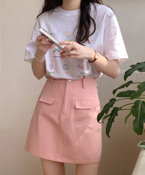 Jasmine Grandiflorum(ジャスミングランディフローラム)の「【Jasmine】ハイウエストカラーキャンバススカート(スカート・レディース・ベージュ/スモークピンク/ブルー/ブラック/ピンク/グリーン・MEDIUM/SMALL/LARGE)」の9枚目の写真