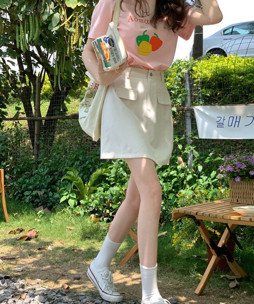 Jasmine Grandiflorum(ジャスミングランディフローラム)の「【Jasmine】ハイウエストカラーキャンバススカート(スカート・レディース・ベージュ/スモークピンク/ブルー/ブラック/ピンク/グリーン・MEDIUM/SMALL/LARGE)」の21枚目の写真