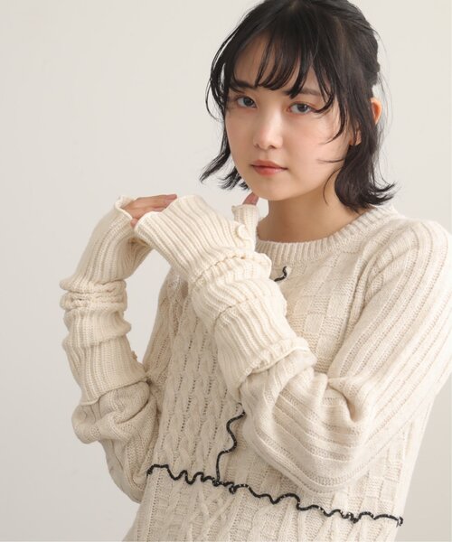 RAY CASSIN(レイカズン)の「メローニットアームウォーマー(アームカバー・レディース・ブラック/ピンク/キナリ・FREE)」の2枚目の写真