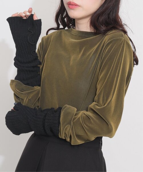 RAY CASSIN(レイカズン)の「メローニットアームウォーマー(アームカバー・レディース・ブラック/ピンク/キナリ・FREE)」の5枚目の写真