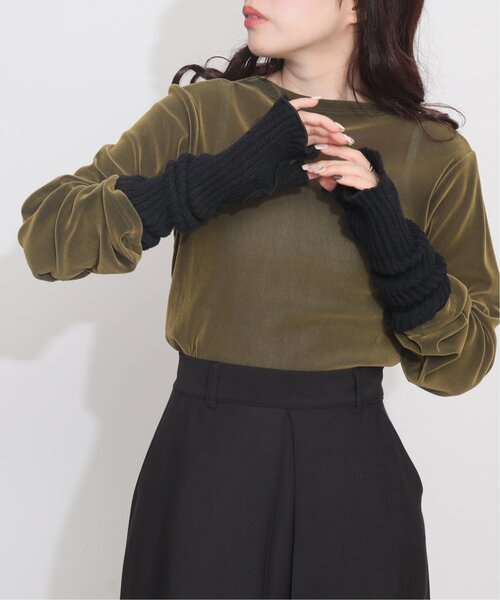 RAY CASSIN(レイカズン)の「メローニットアームウォーマー(アームカバー・レディース・ブラック/ピンク/キナリ・FREE)」の6枚目の写真