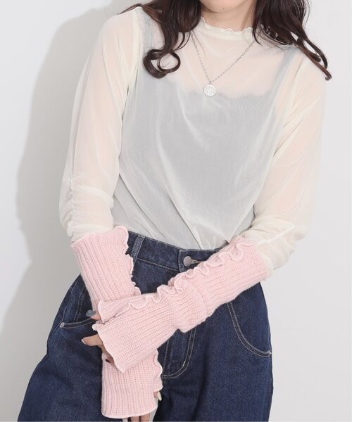 RAY CASSIN(レイカズン)の「メローニットアームウォーマー(アームカバー・レディース・ブラック/ピンク/キナリ・FREE)」の9枚目の写真