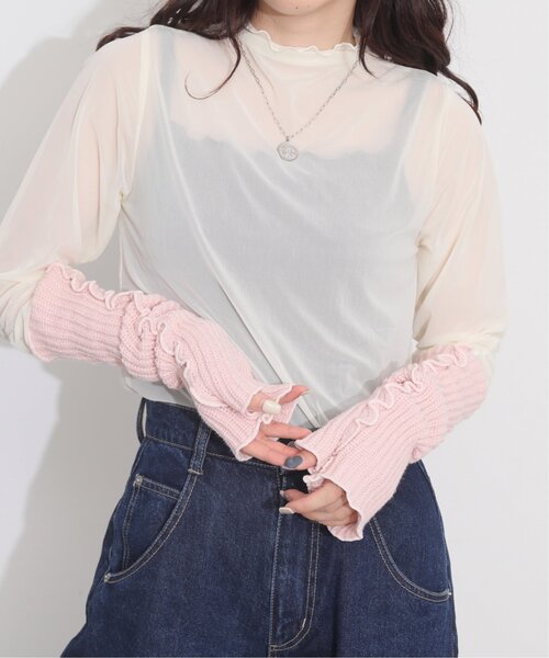 RAY CASSIN(レイカズン)の「メローニットアームウォーマー(アームカバー・レディース・ブラック/ピンク/キナリ・FREE)」の10枚目の写真