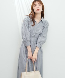 スキッパー衿7分袖ワンピース