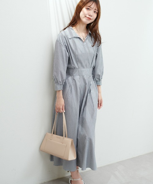 スキッパー衿7分袖ワンピース（ワンピース）｜natural couture