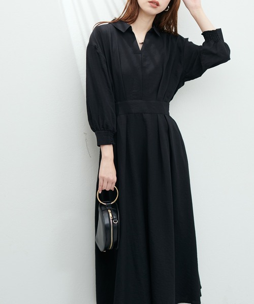 ワンピース NS スキッパー衿7分袖ワンピース（ワンピース）｜natural couture