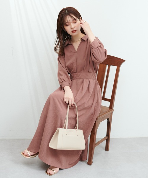 スキッパー衿7分袖ワンピース（ワンピース）｜natural couture