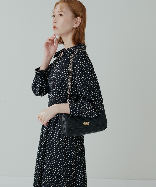 natural couture(ナチュラルクチュール)の「スキッパー衿7分袖ワンピース(ワンピース・レディース・その他2/ブラック/モカ/グリーン/ラベンダー/ドット・FREE)」の14枚目の写真