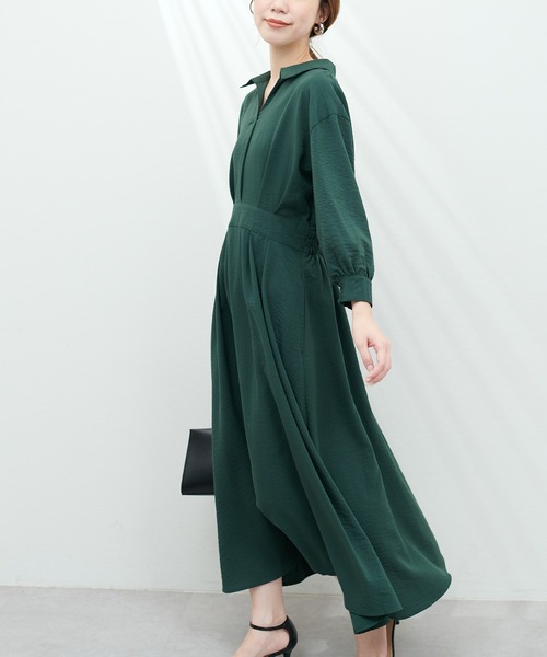 natural couture(ナチュラルクチュール)の「スキッパー衿7分袖ワンピース(ワンピース・レディース・その他2/ブラック/モカ/グリーン/ラベンダー/ドット・FREE)」の11枚目の写真