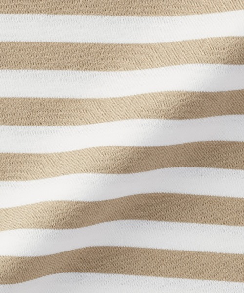 無印良品（ムジルシリョウヒン）の「あたまするっとクルーネック長袖Ｔシャツ（ボーダー）（ベビー）（Tシャツ/カットソー・キッズ・ピンク系/グリーン系4/ブルー系3/ベージュ系5/グレー系その他/ブラック系・100/80/90）」の7枚目の写真