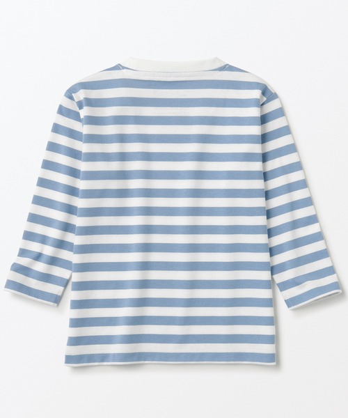 無印良品（ムジルシリョウヒン）の「あたまするっとクルーネック長袖Ｔシャツ（ボーダー）（ベビー）（Tシャツ/カットソー・キッズ・ピンク系/グリーン系4/ブルー系3/ベージュ系5/グレー系その他/ブラック系・100/80/90）」の15枚目の写真