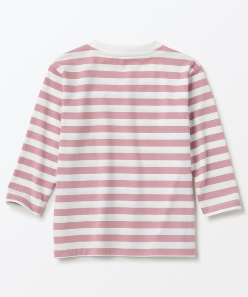 無印良品（ムジルシリョウヒン）の「あたまするっとクルーネック長袖Ｔシャツ（ボーダー）（ベビー）（Tシャツ/カットソー・キッズ・ピンク系/グリーン系4/ブルー系3/ベージュ系5/グレー系その他/ブラック系・100/80/90）」の20枚目の写真