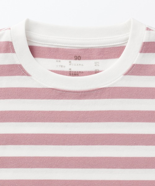 無印良品（ムジルシリョウヒン）の「あたまするっとクルーネック長袖Ｔシャツ（ボーダー）（ベビー）（Tシャツ/カットソー・キッズ・ピンク系/グリーン系4/ブルー系3/ベージュ系5/グレー系その他/ブラック系・100/80/90）」の21枚目の写真