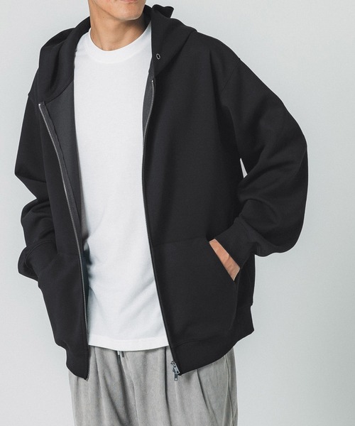 coca(coca)(コカ)の「メンズダンボールジップアップパーカー(パーカー・メンズ・ダークベージュ/ブラック・L/M)」の5枚目の写真