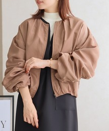Social GIRL | ギャザースリーブノーカラーブルゾン(ノーカラージャケット)