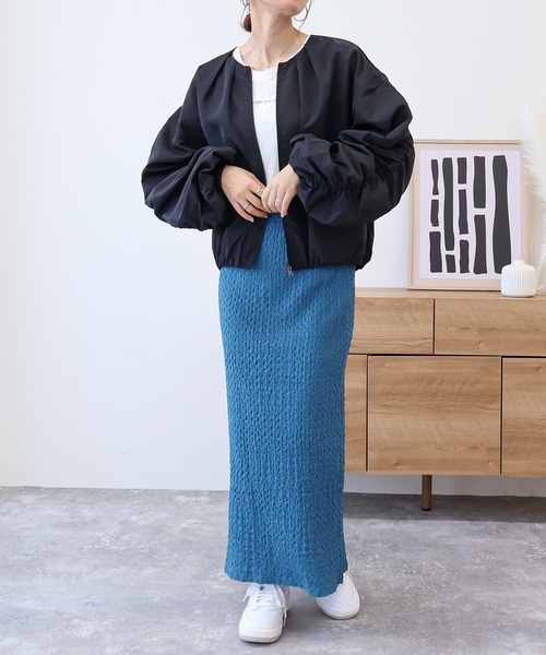 Social GIRL（ソーシャルガール）の「ギャザースリーブノーカラーブルゾン（ノーカラージャケット・レディース・アイボリー/ベージュ/カーキ/ブラック・L/M）」の16枚目の写真