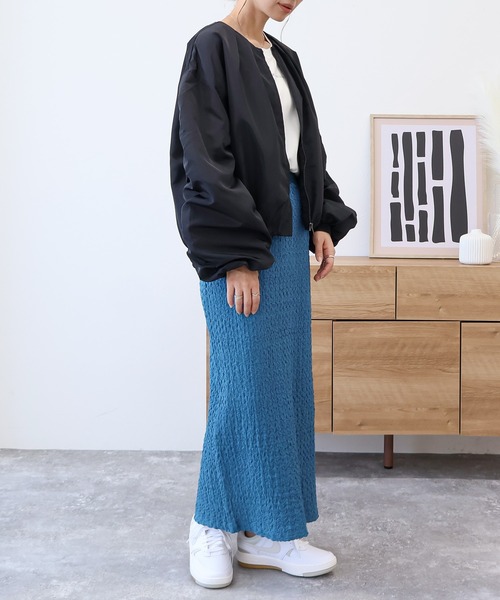 Social GIRL（ソーシャルガール）の「ギャザースリーブノーカラーブルゾン（ノーカラージャケット・レディース・アイボリー/ベージュ/カーキ/ブラック・L/M）」の18枚目の写真