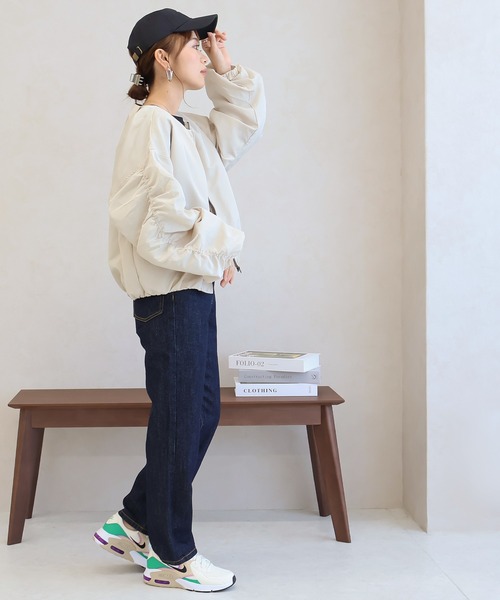 Social GIRL（ソーシャルガール）の「ギャザースリーブノーカラーブルゾン（ノーカラージャケット・レディース・アイボリー/ベージュ/カーキ/ブラック・L/M）」の13枚目の写真