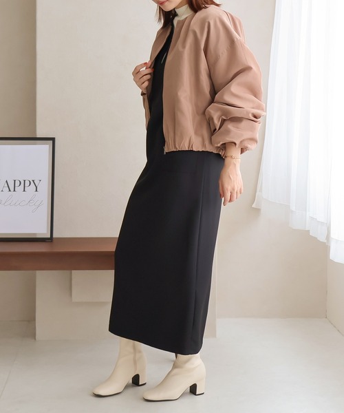 Social GIRL（ソーシャルガール）の「ギャザースリーブノーカラーブルゾン（ノーカラージャケット・レディース・アイボリー/ベージュ/カーキ/ブラック・L/M）」の19枚目の写真