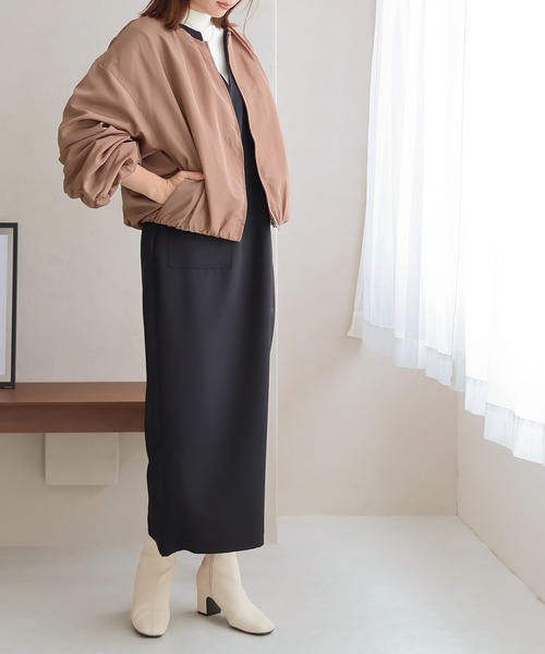 Social GIRL（ソーシャルガール）の「ギャザースリーブノーカラーブルゾン（ノーカラージャケット・レディース・アイボリー/ベージュ/カーキ/ブラック・L/M）」の21枚目の写真