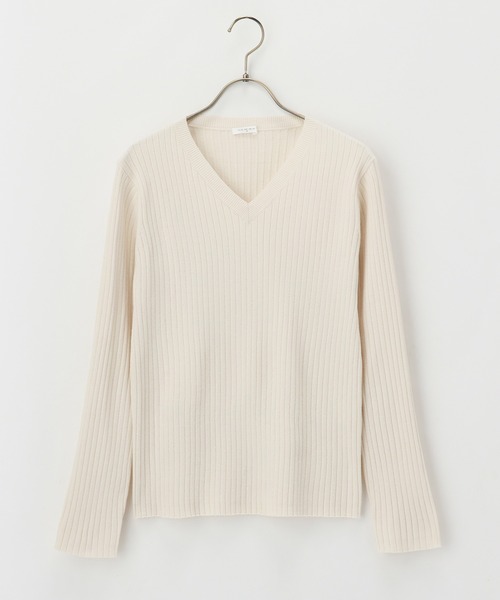 Honeys(ハニーズ)の「ヒアルロン酸Vネックニット(ニット/セーター・レディース・レッド系その他/モカ/イエロー/ブルー/ブラック/アイボリー/杢グレー・M/S/L)」の22枚目の写真