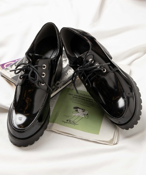 WEGO(ウィゴー)の「WEGO/レースアップヒールシューズ(ローファー・レディース・ブラック/ブラック系その他・MEDIUM/LARGE)」の4枚目の写真