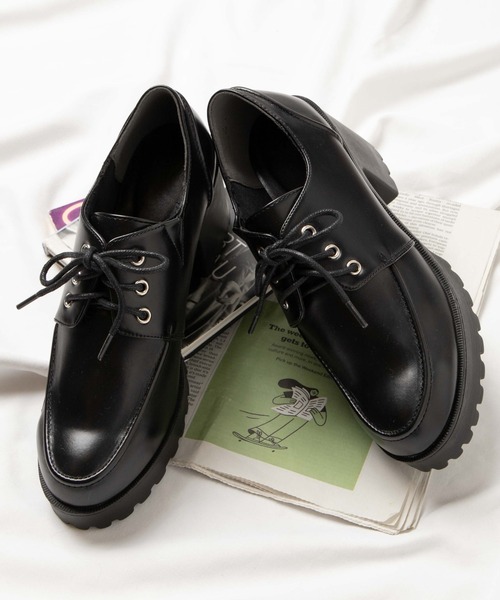 WEGO(ウィゴー)の「WEGO/レースアップヒールシューズ(ローファー・レディース・ブラック/ブラック系その他・MEDIUM/LARGE)」の3枚目の写真