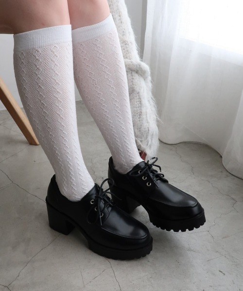 WEGO(ウィゴー)の「WEGO/レースアップヒールシューズ(ローファー・レディース・ブラック/ブラック系その他・MEDIUM/LARGE)」の5枚目の写真