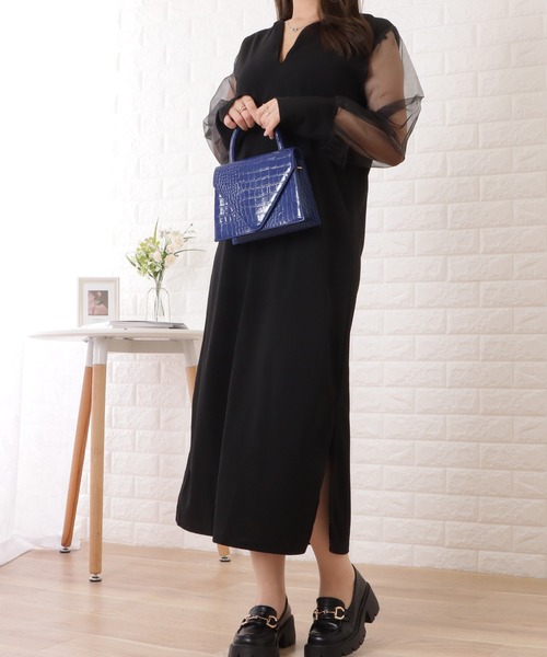 Lace Ladies(レースレディース)の「チュールドッキングスキッパーロングワンピース(ワンピース・レディース・ベージュ/ブラック・M/XL)」の9枚目の写真