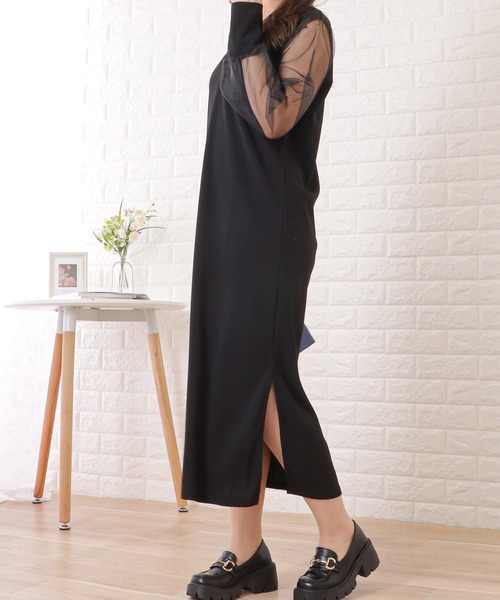 Lace Ladies(レースレディース)の「チュールドッキングスキッパーロングワンピース(ワンピース・レディース・ベージュ/ブラック・M/XL)」の10枚目の写真