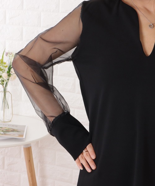 Lace Ladies(レースレディース)の「チュールドッキングスキッパーロングワンピース(ワンピース・レディース・ベージュ/ブラック・M/XL)」の13枚目の写真