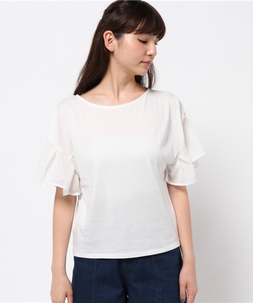 Chico(チコ)の「ラッフル袖TOPS(Tシャツ/カットソー・レディース・ホワイト/モスグリーン・FREE)」の8枚目の写真